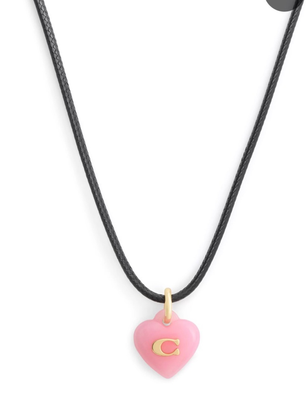 COACH
Black Signature C Resin Heart Pendant Necklace. New